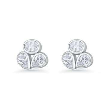 Three Stone Cartilage Stud Earrings